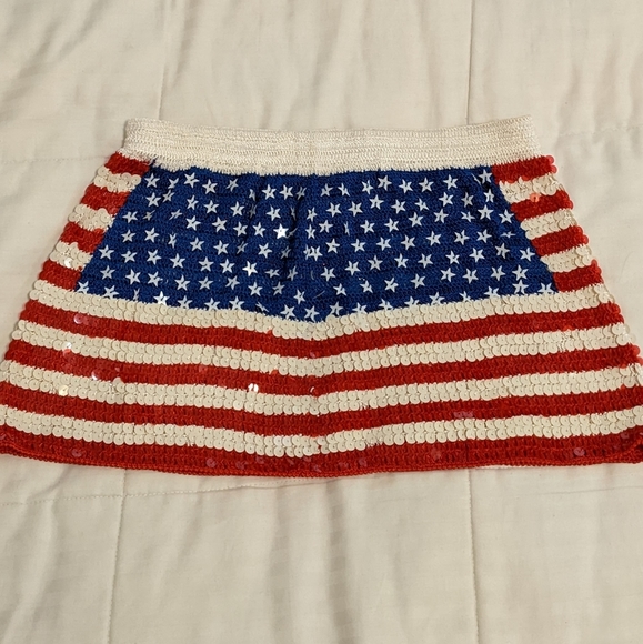 Hustler Hollywood Dresses & Skirts - Hustler crochet american flag sequence skirt